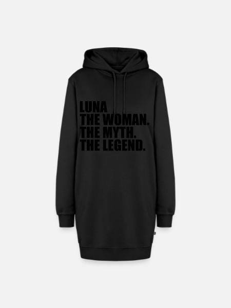 Woman Mythos Legende Name Luna - Hoodie-Kleid - Schwarz