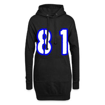 81 Zahl Symbol - Hoodie-Kleid - Schwarz - Vorne