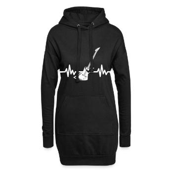Herzschlag Gitarre - Rock n Roll Punk Band Metal - Hoodie-Kleid - Schwarz - Vorne