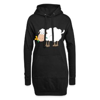 Schaf - Hoodie-Kleid - Schwarz - Vorne