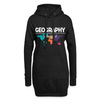 Geography Is Where Its At - Hoodie-Kleid - Schwarz - Vorne