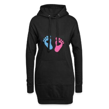 Babyfuesse mit Herzen - Hoodie-Kleid - Schwarz - Vorne