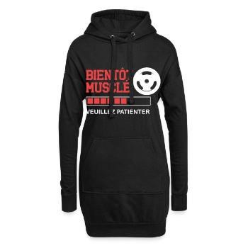 Bientôt musclé, cadeau musculation, muscu - Sweat-shirt à capuche long Femme - noir - Devant