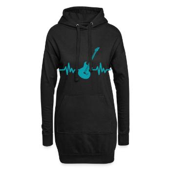 Herzschlag Gitarre - Rock 'n' Roll Punk Band Metal - Hoodie-Kleid - Schwarz - Vorne