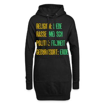 Religion Liebe Rasse Mensch Politik Freiheit - Hoodie-Kleid - Schwarz - Vorne
