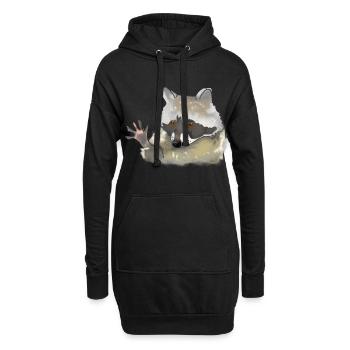 Waschbär - Hoodie-Kleid - Schwarz - Vorne