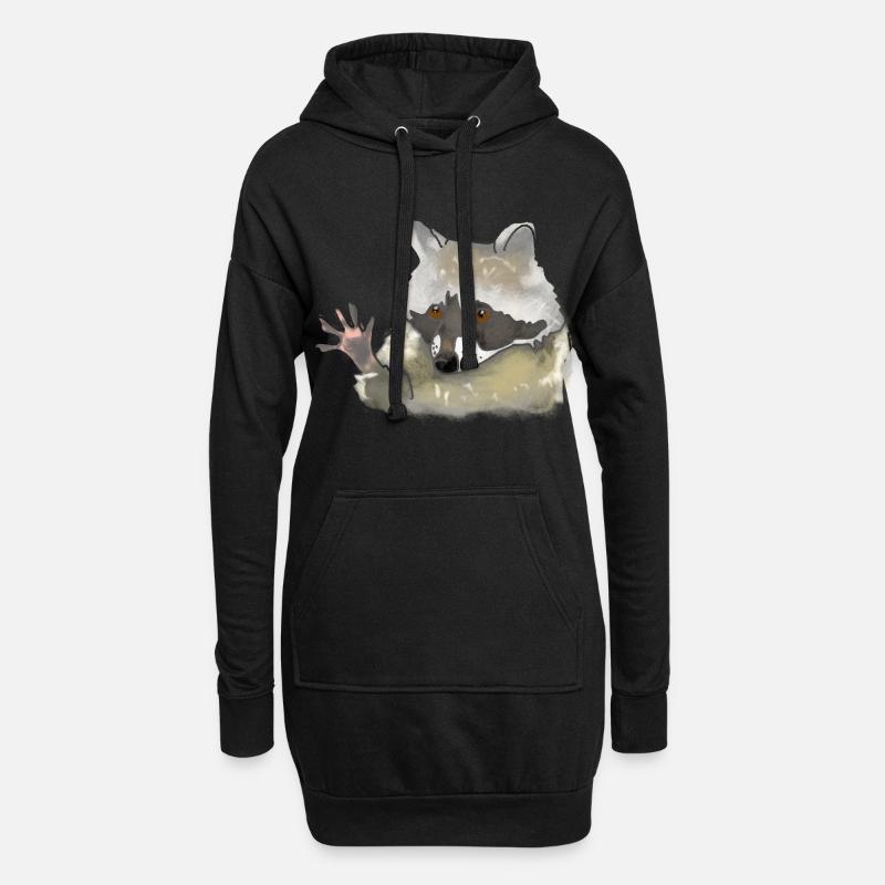 Waschbär - Hoodie-Kleid - Schwarz