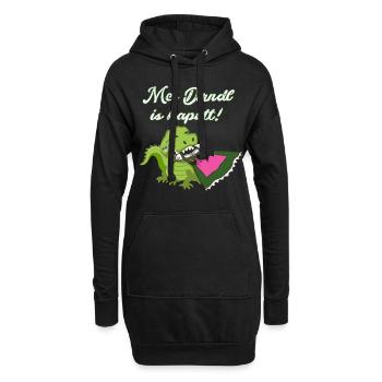 mei dirndl is kaputt,dirndl,dinosaurier, zerissen, - Hoodie-Kleid - Schwarz - Vorne
