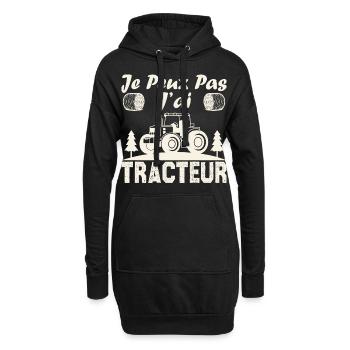 Je peux pas j ai tracteur - Sweat-shirt à capuche long Femme - noir - Devant