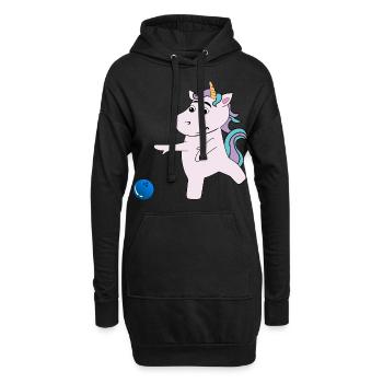Einhorn spielt Bowling - Hoodie-Kleid - Schwarz - Vorne