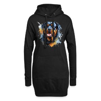 Vibrant Rottweiler Splash Art | Audacieux Amoureux des chiens Pri - Sweat-shirt à capuche long Femme - noir - Devant