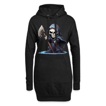 Faucheuse, Faux, Mort, Crâne, Crâne, Squelette - Sweat-shirt à capuche long Femme - noir - Devant