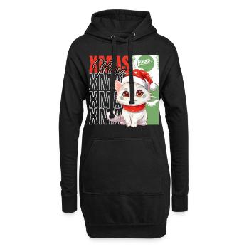 Chat Noël Joyeux Miaou Catmas Laide Mignon - Sweat-shirt à capuche long Femme - noir - Devant