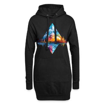 Natur Abenteuer Wildnis Berge Wald Bäume Bunt - Hoodie-Kleid - Schwarz - Vorne