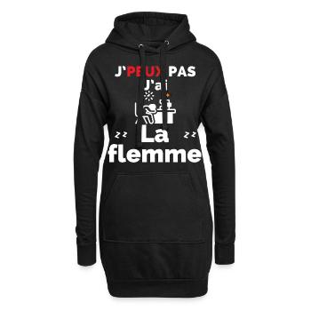 J'Peux pas j'ai la flemme - Sweat-shirt à capuche long Femme - noir - Devant