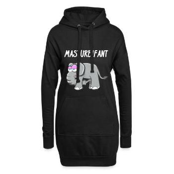 Elefant, Lustig Mastubieren - Hoodie-Kleid - Schwarz - Vorne