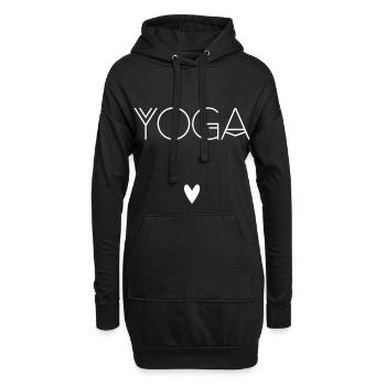 Yoga with heart. Yoga mit Herz. (white) - Hoodie-Kleid - Schwarz - Vorne