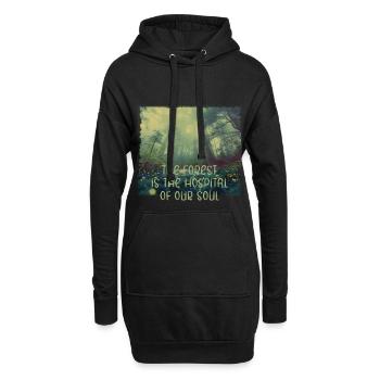 Forêt âme guérison nature arbre arbres vert poumons - Sweat-shirt à capuche long Femme - noir - Devant
