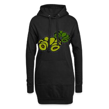 verschiedene Oliven - Hoodie-Kleid - Schwarz - Vorne