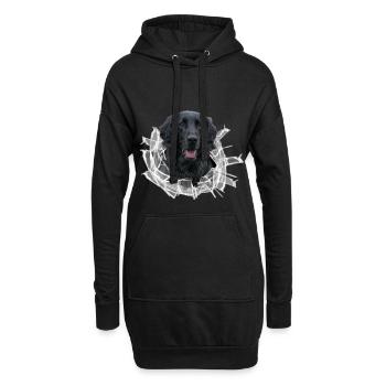 Flat Coated Retriever im Glasloch - Hoodie-Kleid - Schwarz - Vorne