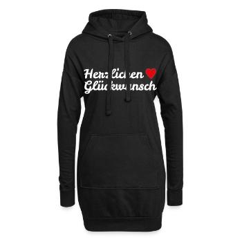 Herzlichen Glückwunsch Geburtstagsgruß - Hoodie-Kleid - Schwarz - Vorne
