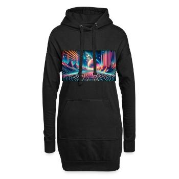 Neon Dreamscape Odyssey – Synthwave Surrealismus Wid - Hoodie-Kleid - Schwarz - Vorne