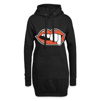 teeth lips ugly smile graphic - Hoodie-Kleid - Schwarz - Vorne