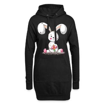 Niedliches Kaninchen Cartoon Frohe Ostern Geschenk - Hoodie-Kleid - Schwarz - Vorne