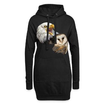 Schleiereule und amerikanischer Pigago - Hoodie-Kleid - Schwarz - Vorne