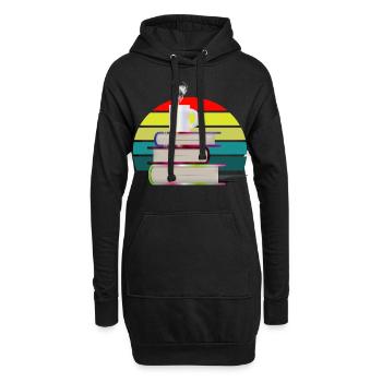 Livres au coucher du soleil - Sweat-shirt à capuche long Femme - noir - Devant