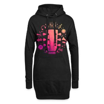 Gitarre - Hoodie-Kleid - Schwarz - Vorne