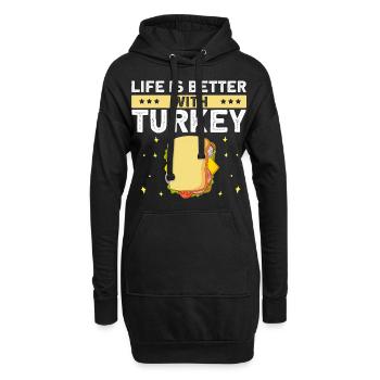 Food Love Sandwich Baguette Ketchup - Sweat-shirt à capuche long Femme - noir - Devant