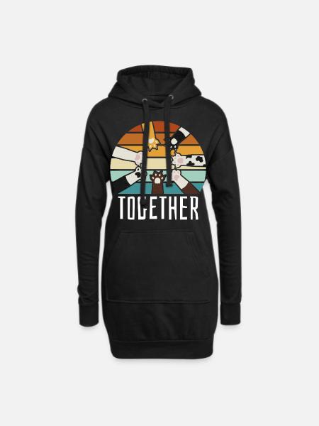 Retro Katzen lustiges - Hoodie-Kleid - Schwarz