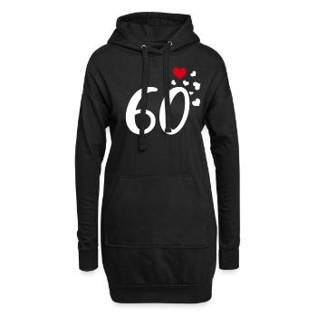 60e anniversaire coeurs 60 - Sweat-shirt à capuche long Femme - noir - Devant