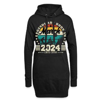 Mars 2024. Cadeau d'anniversaire mars 2024. - Sweat-shirt à capuche long Femme - noir - Devant
