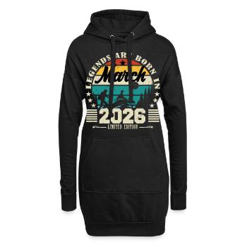 März 2026. Geburtstagsgeschenk März 2026. - Hoodie-Kleid - Schwarz - Vorne