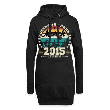 Mars 2015. Cadeau d'anniversaire mars 2015. - Sweat-shirt à capuche long Femme - noir - Devant