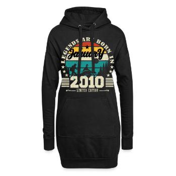 Janvier 2010. Cadeau d'anniversaire janvier 2010. - Sweat-shirt à capuche long Femme - noir - Devant