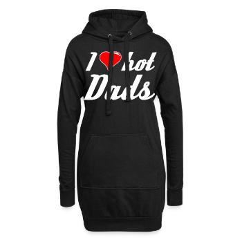 I love Hot Dads für Frauen - Hoodie-Kleid - Schwarz - Vorne