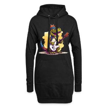 Dino E-Gitarre Gitarrist Dinosaurier Musik Band - Hoodie-Kleid - Schwarz - Vorne