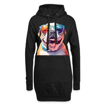 Lunettes de soleil bouledogue français - Sweat-shirt à capuche long Femme - noir - Devant