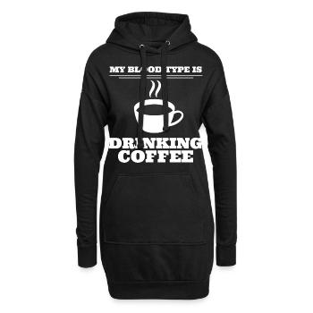 My Blood Type Is Drinking Coffee Kaffee - Hoodie-Kleid - Schwarz - Vorne