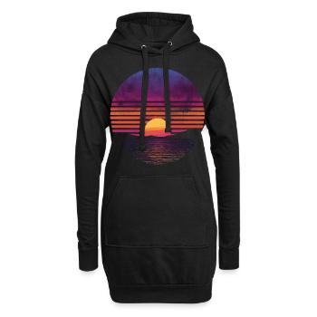 Rétro coucher de soleil extérieur océan des années 80 Vintage - Sweat-shirt à capuche long Femme - noir - Devant