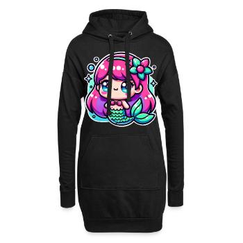 Meerjungfrau - Hoodie-Kleid - Schwarz - Vorne