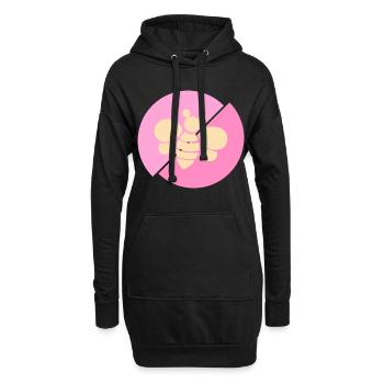 Pastellrosa Kontrastbiene - Hoodie-Kleid - Schwarz - Vorne
