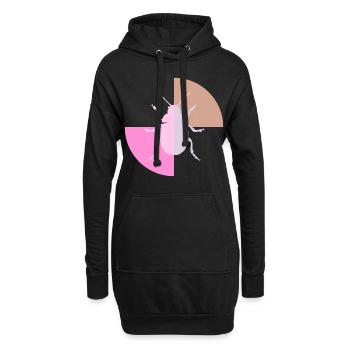 Duo Pastellgrau Rosa - Hoodie-Kleid - Schwarz - Vorne