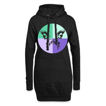 Quatuor de papillons Vert Violet - Sweat-shirt à capuche long Femme - noir - Devant