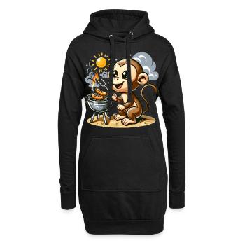 Cute BBQ Monkey - Hoodie-Kleid - Schwarz - Vorne