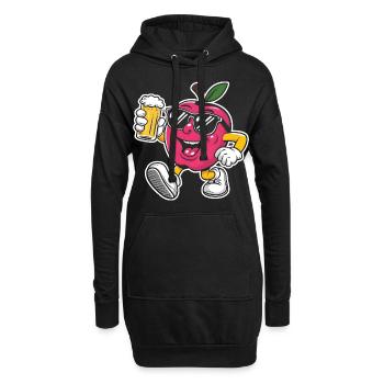 Apfel Trinken Bier - Hoodie-Kleid - Schwarz - Vorne