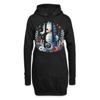 Hippocampe Hippocampe - Sweat-shirt à capuche long Femme - noir - Devant
